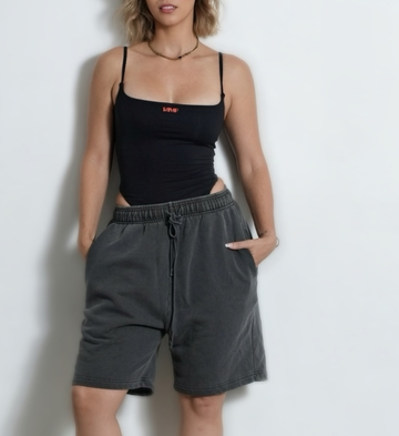 Oversized Charcoal Track Short
